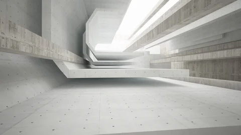 Architectural background. Abstract concrete interior. 3D animation and rendering Stock Footage 127095377
