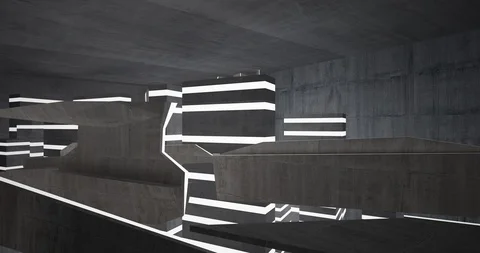 Architectural background. Abstract concrete interior with neon lighting.  Stock Footage 127562524