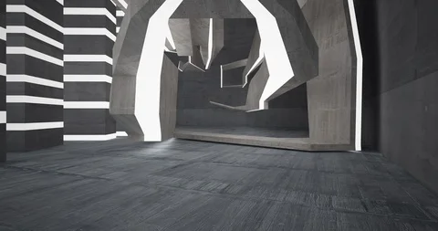 Architectural background. Abstract concrete interior with neon lighting.  Stock Footage 127612074