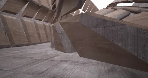 Architectural background. Abstract concrete interior. 3D animation and rendering Stock Footage 127629145