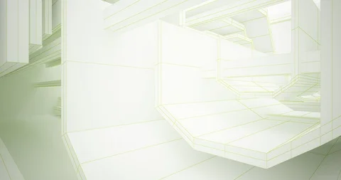 Architectural background. Abstract drawing white interior neon lighting.  Stock Footage 127023899