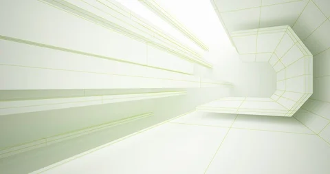 Architectural background. Abstract drawing white interior neon lighting.  Stock Footage 127023906