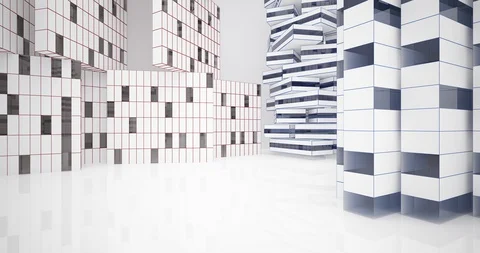 Architectural background. Abstract drawing white and glass interior. Stock Footage 127831973