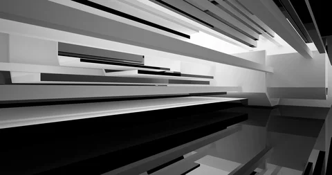 Architectural background. Abstract dynamic black and white interior.  Stock Footage 127241872