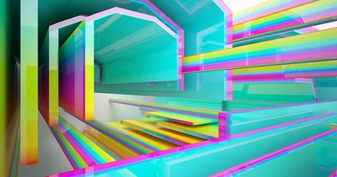 Architectural background. Abstract white and colored gradient  interior.  Stock Footage 128885206