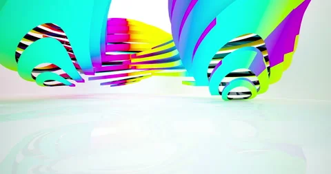 Architectural background. Abstract white and colored gradient  interior.  Stock Footage 133050858