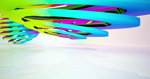 Architectural background. Abstract white and colored gradient  interior.  Video stock 133165412
