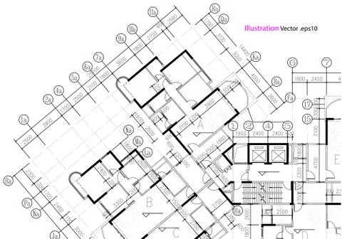 Architectural background, architecture plan, construction drawing Illustrazione stock