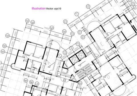Architectural background, architecture plan, construction drawing Stock Illustration