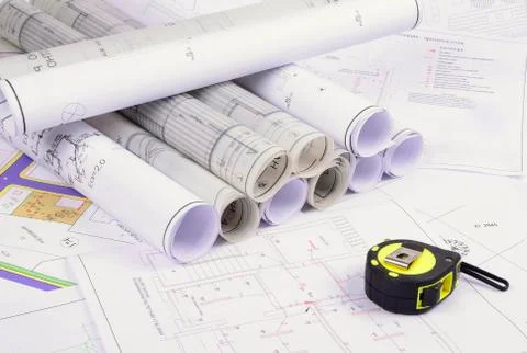 Architectural background. part of architectural project, architectural plan, Stock Photos