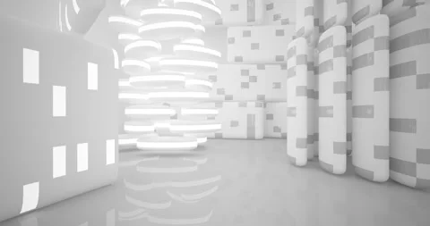 Architectural background.Abstract smooth white interior. 3D animation and render Stock Footage 134724716