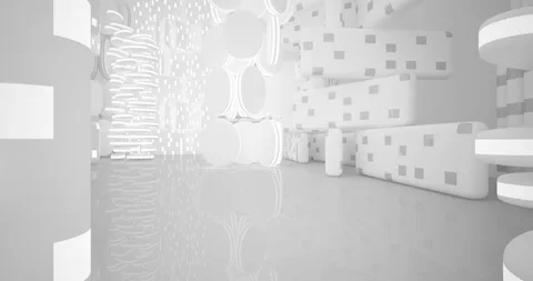 Architectural background.Abstract smooth white interior. 3D animation and render Stock Footage 134724731