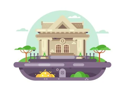 Architectural bank building Stock Illustration
