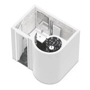 Architectural Bathroom Interior Floor Plan. 3d Rendering Stock Illustration