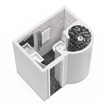 Architectural Bathroom Interior Floor Plan. 3d Rendering Stock Illustration