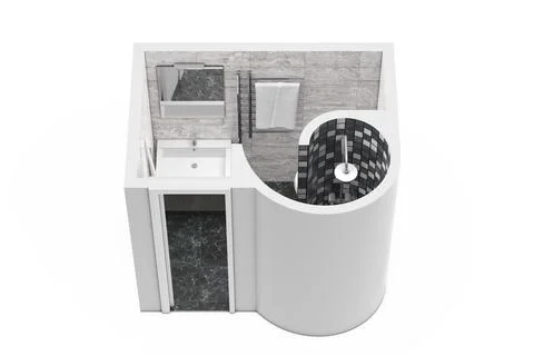 Architectural Bathroom Interior Floor Plan. 3d Rendering Stock Illustration