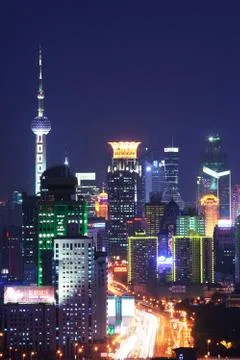 Architectural beauty on both sides of the Pujiang River in Shanghai Stock Photos