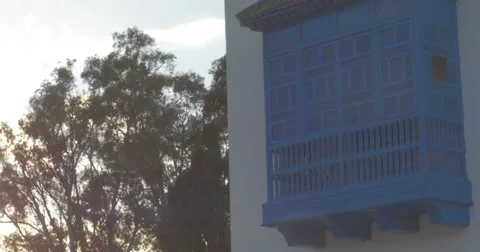 Architectural blue window Stock Footage 62834593