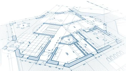 Architectural blueprint - the architectural plan 스톡 일러스트