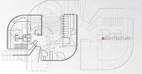 Architectural blueprint of building design and layout Ilustración de archivo