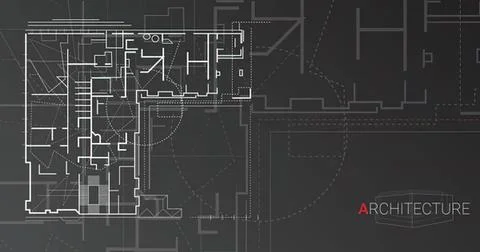 Architectural blueprint of building floor plan design Stock Illustration