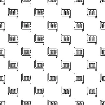Architectural blueprint building plan seamless pattern background Illustrazione stock