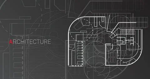 Architectural blueprint of a circular building design Ilustración de archivo