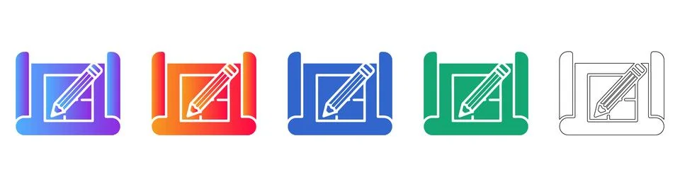Architectural Blueprint Drafting Icons 스톡 일러스트