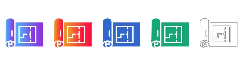 Architectural Blueprint Icon Set Ilustración de archivo