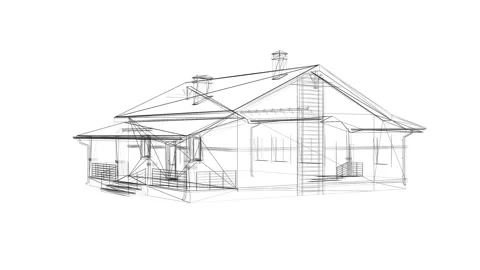 Architectural Blueprint of Modern House Design With Detailed Line Drawings Stock Footage 344727683