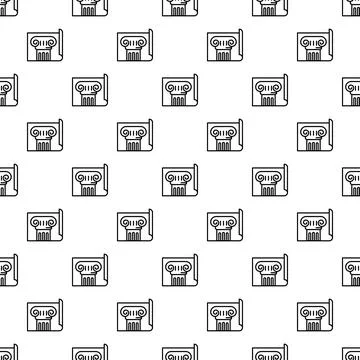 Architectural blueprint pattern with classic ionic columns Stock Illustration