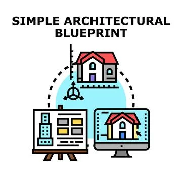 Architectural blueprint project planning and design process Stock Illustration