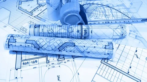 Architectural Blueprints - architectural plan of a modern house, roulette ,drawi Stock Footage 99404566
