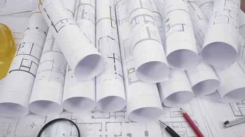 Architectural blueprints concept Stock Footage 60633369