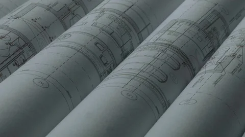 Architectural blueprints Stock Footage 72552896