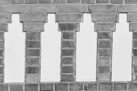 Architectural Bottle Pattern with Brick and Plaster Columns 写真素材