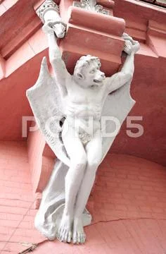 Architectural building element, gargoyle,fabulous creature,kiev,ukraine Stock Photos