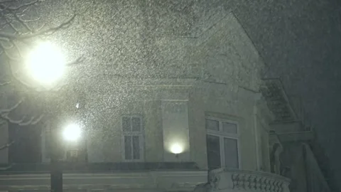 Architectural building in the evening in the center of Sofia with heavy snow Stock Footage 328312838