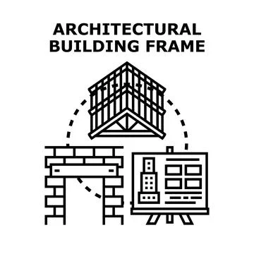Architectural building frame concept with construction elements Stock-Illustration
