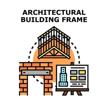 Architectural building frame concept with construction elements イラスト素材