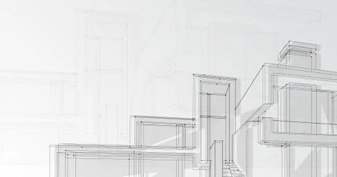 Architectural Building Plan On Gray Background, Vector Illustration, Panorama Ilustración de archivo