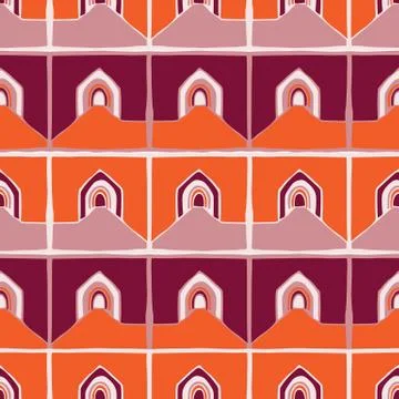 Architectural Buildings Vector Seamless Pattern. Paper Cut Style Collage Ilustración de archivo