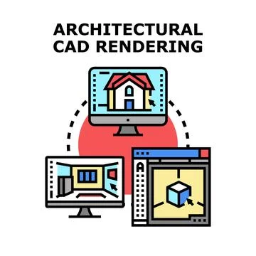 Architectural cad rendering concept for building design Stockillustratie