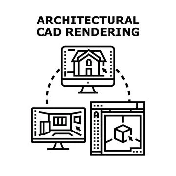 Architectural cad rendering concept for building design Stock Illustration