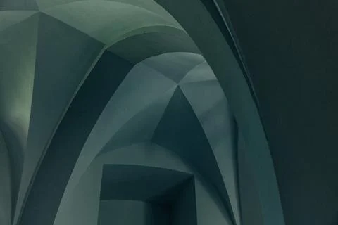 Architectural ceiling vault arches, 19th century plaster, lines and curves .. Stock Photos