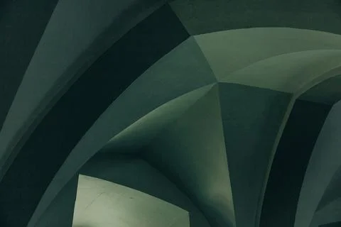 Architectural ceiling vault arches, 19th century plaster, lines and curves .. Stock Photos