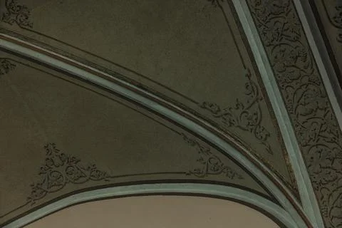 Architectural ceiling vault arches, 19th century plaster, lines and curves .. Stock Photos