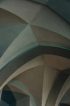 Architectural ceiling vault arches, 19th century plaster, lines and curves .. Stock Photos