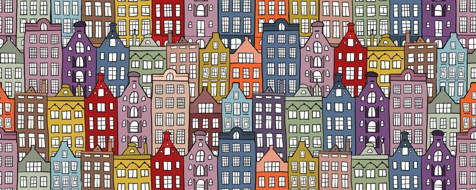 Architectural cityscape background. Seamless Pattern for your design Stock Illustration