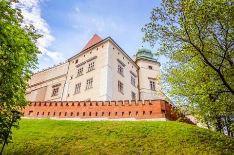 Architectural complex of an ancient, medieval castle on sunny weather Stock-Fotos